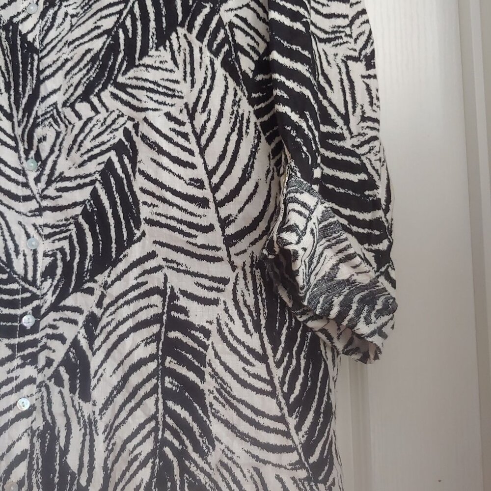 Cynthia Rowley Womens Leaf Print Linen Button Top Business Mature 3X Top - Picture 8 of 12